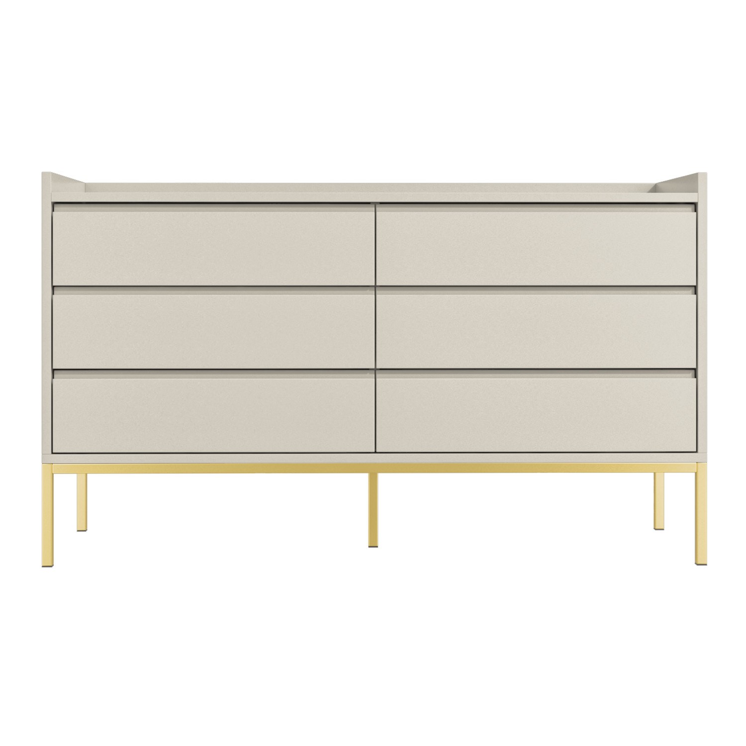 Read more about Wide beige modern chest of 6 drawers with legs